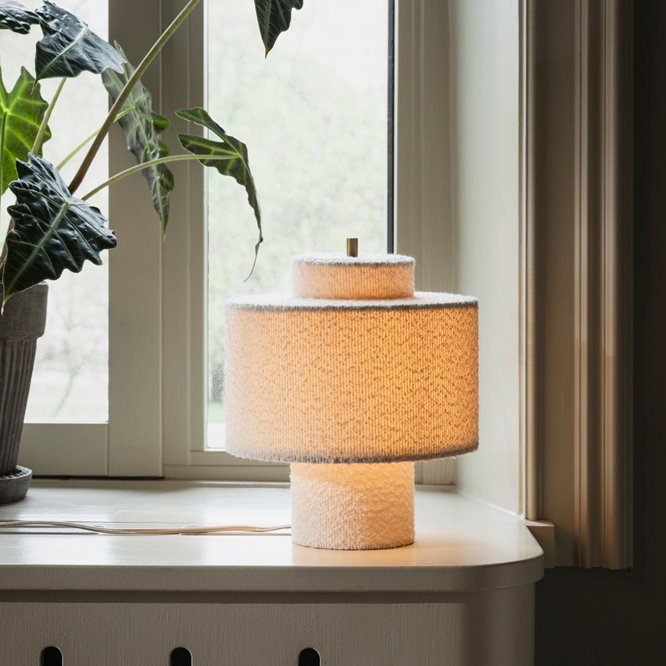 Lampa stołowa boucle japandi kremowa Noah 25cm